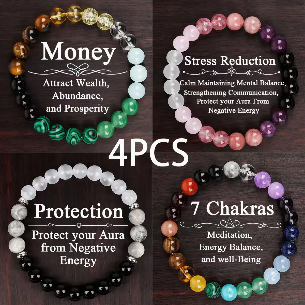 Bohemian Beaded  - 4 Piece Set for Party Jewelry & Gift for Her - Blue Fashion Manmade  for That Day Party - Elegant Bohemian Multicolor Beaded bracelets red copper