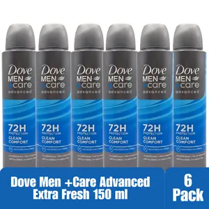 Dove Men+Care Clean Comfort Antiperspirant Spray, 72H Protection, 1/4 Moisturizing Cream, Antibacterial Odor Control, 150ml (Pack of 6)