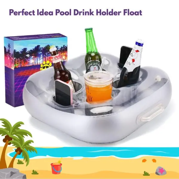 Perfect Pool Drink Holder Float – Inflatable Cup Holder for Pool, Beach & Hot Tub, Large Capacity Floating Drink Accessory for Summer Parties