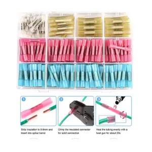 100 pcs/250 pcs Boxed Heat Shrink Butt Wire Connectors Waterproof Insulated Automobile Marine Wire Cable Crimp Terminals Waterproof Protective Connectors