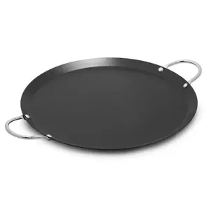9in Carbon Steel Nonstick Round Comal with Metal Handles, Black