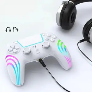 RGB Wireless Game Controller for PS5 Bluetooth Replacement Gamepad for P5/ Windows PC Rechargeable Double Vibration Motion Sensor Joystick Remote Joypad with 1500mAh Battery,Turbo Adjustable Controller