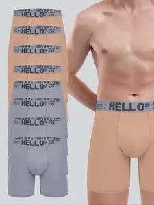 8 pieces of men's boxer shorts in large size, long pants, boxers, boxer briefs, soft and comfortable fabric, casual sports elastic underwear, stylish breathable skin-friendly, solid color, durable, classic letter print, suitable for everyday casual wear