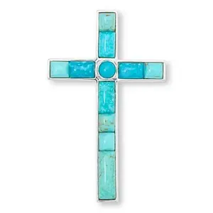 Mine Finds by Jay King Sonoran Blue Turquoise Sterling Silver Cross Pendant