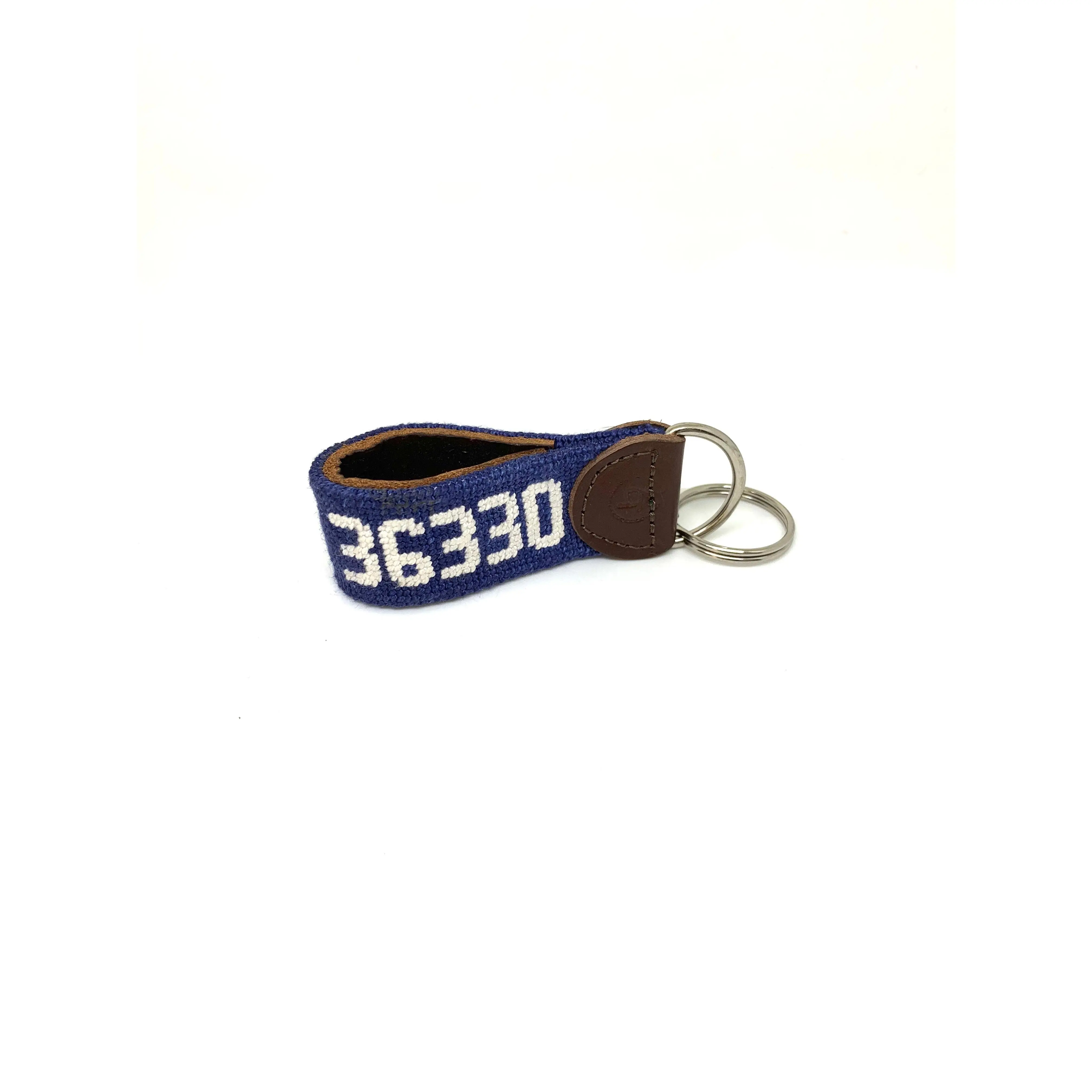 Enterprise, AL Needlepoint Keychain Navy/White