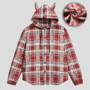 2026 Spring Summer  Retro Unisex Party Casual Plaid Hooded Fleece Jacket