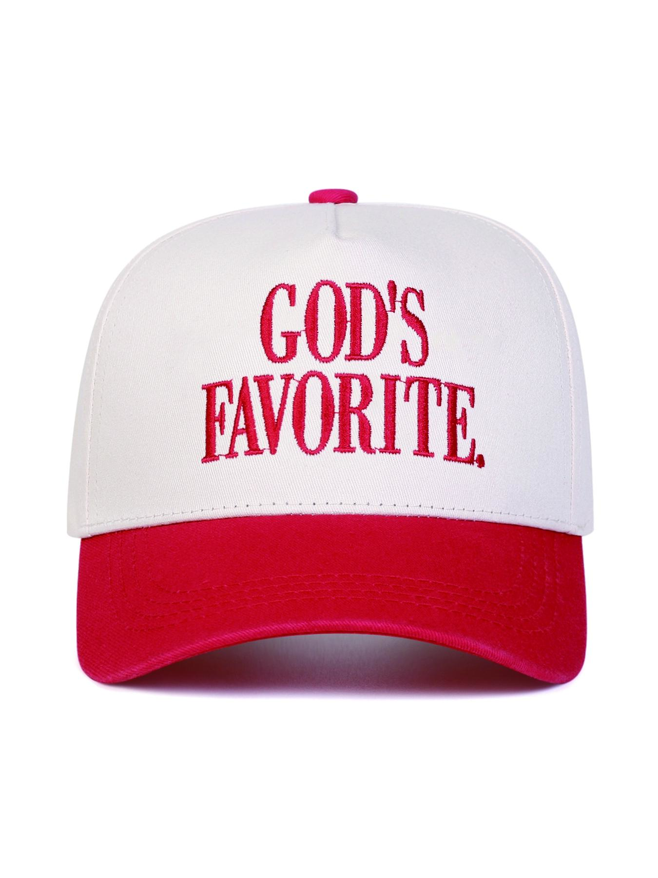 Unisex God's Favorite Embroidered Baseball Cap, Adjustable Sun Protection Hat, High Quality Hat, Casual Striped Woven Fabric, Spring & Fall Outdoor Travel, Adjustable Sunscreen Hat, Embroidered Snapback Cap