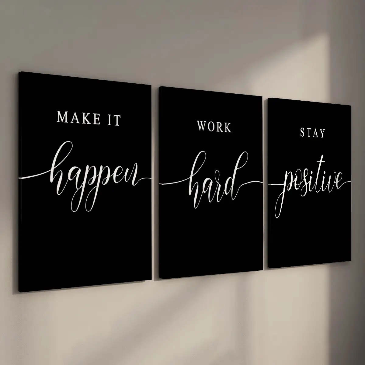 3 Counts Wood Framed Canvas Inspirational Quotes Office Wall Art, Decorative Wall Art, Ready To Hang, Motivational Poster, Positive Sayings, Quote Prints, Office Wall Decor, Artwork Wall Painting For Gift, Wall Decor for Workspace, Office