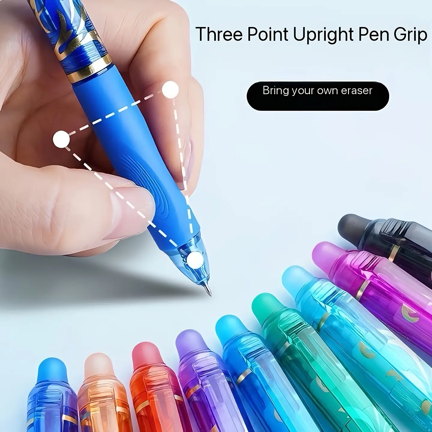 10-piece set of erasable color click Smooth Writing Ballpoint pens, Erasable Ballpen, 0.5mm ultra-fine tip writing, plastic material, suitable for office and school supplies, Multi Purpose Pens