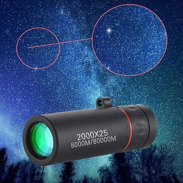 2000X25 Mini Monocular Telescope for Cell Phone Photos Outdoor Compact Water-Resistant Cold ,Views at Your Fingertips Zoom in with your phone to get a full view Compact Sturdy Powerful Telescope,8000M/80000M cell phone stand