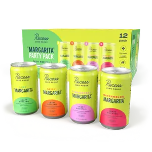 Recess Zero Proof “Margarita” Party Pack Mini Cans, Alcohol Free Drinks, With Adaptogens, Non-Alcoholic Beverage Replacement, Mixer, Celebration “Margarita” Party Pack, 7.5oz, Pack of 12