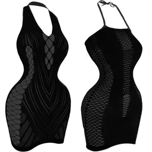 2 Pack Fishnet Dress for Women, Black Fish Net Lingerie Bodysuit Chemise Nighty Women's Mesh Lace Dress, One Size Fits All Womenswear night gown women Basic Minimalist
