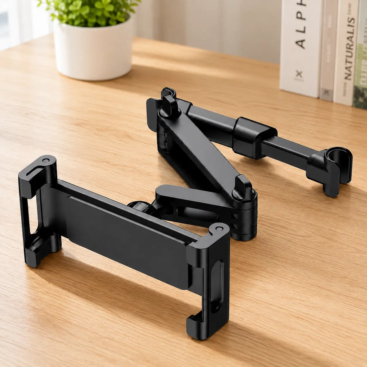 Adjustable Car Headrest Mount, Sturdy Tablet and Phone Holder for Car with 360-Degree Rotating Extension Arm, Fits 5.3-12.9 Inch Devices for Backseat Road Trip Entertainment, Car Phone Holders