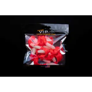 4" "White w/ Flame Red Tail" Curly Tail  (12/pk)