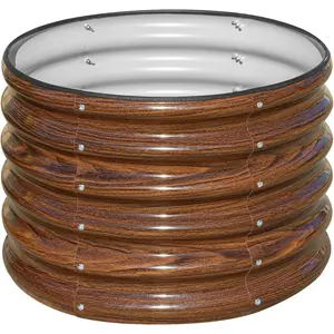 Raised Garden Bed, 221.5ft Round Galvanized Outdoor Planter Box, 17" Tall Deep Metal Garden Bed Kit for Planting Vegetables, Fruits, , Brown