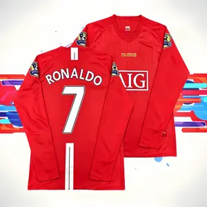 2007 2008 Vintage Long Sleeve Home Red7 Ronaldo Soccer Jersey