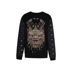 TCH - Light Luxury | Heavy Industry | Hot Stamping | Fashion | Leisure | Trendy Cool | Versatile Round Neck | Hoodie | Women | Dragon