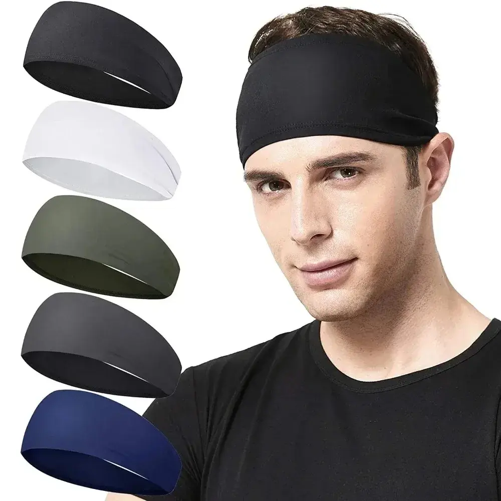 Sports Headbands Solid Color Elastic Non Slip Quick Dry Workout Fitness Yoga Unisex Hairband Sweatband Bandana Hair Accessories for Men & Women Lightweight Waterproof Sun Protection Hat sport hat