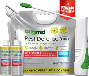 BugMD Pest Defense Pro Peppermint Oil Bug Spray & Mosquito Repellent Outdoor Patio - Ant Killer & Tick Spray for Yard | Plant Powered Electric Sprayer Wand Kit
