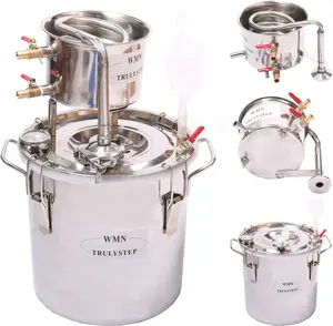 YUEWO 2 Pots Stainless Steel Still 2-8Gal/10-30Liters Water Alcohol Distiller Home Brew Kit Wine Making Supplies for DIY Brandy Whisky Vodka Distilled Water Metal Utensils