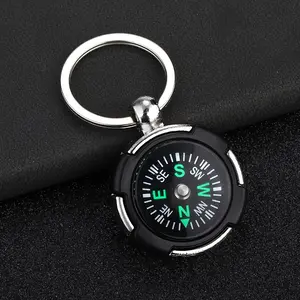 1pc Zinc Alloy Circular Compass Keychain, Men's Creative Car Keychain, Mountaineering Keychain