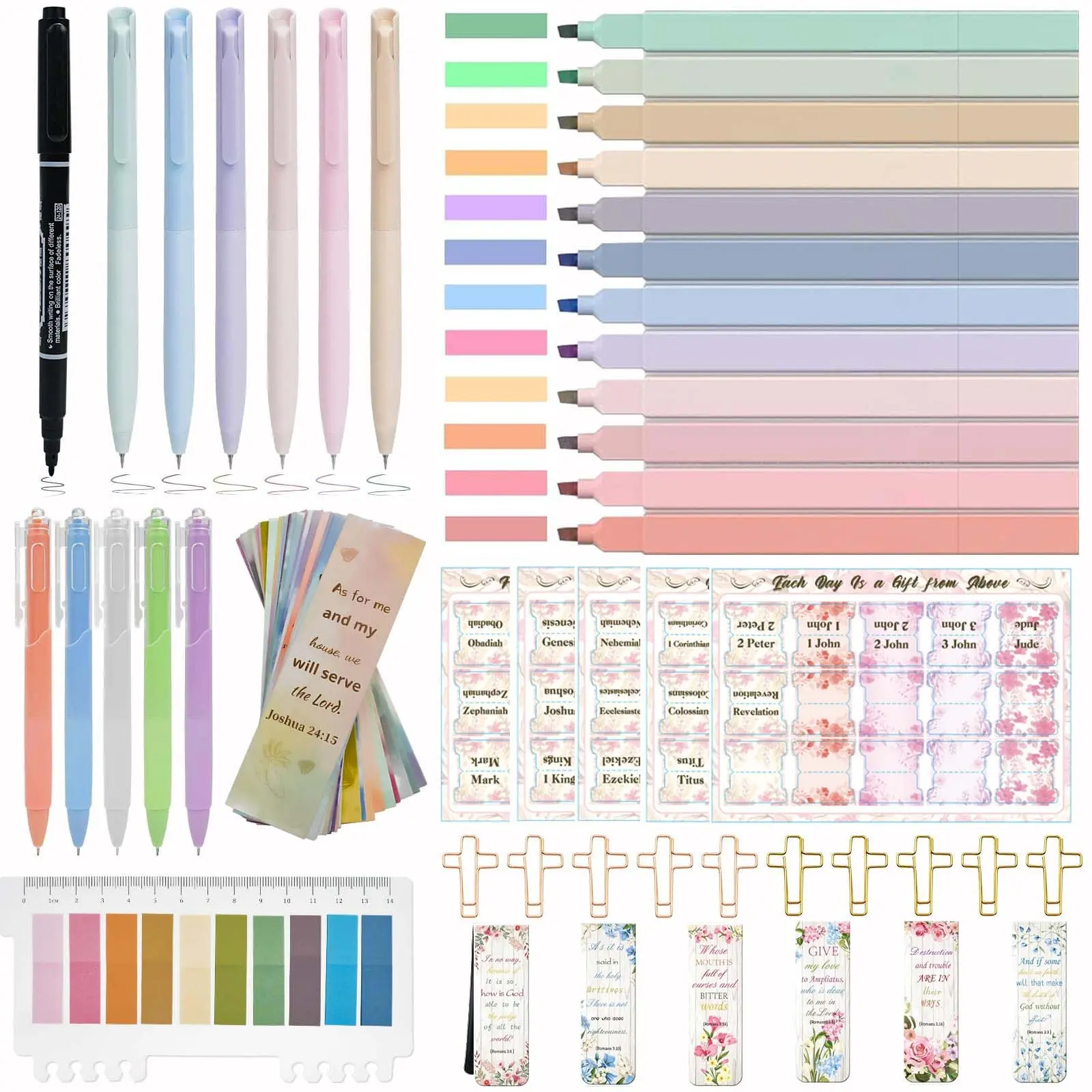 Bible Study Supplies Kit for Women 76PCS Bible Journaling Kit with Bible Tabs for Women,Bible Highlighters and Pens, Bookmark, Stationary Gift Set for Christian Girls Stationery Set