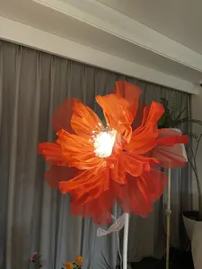 【Dancing Petals】70inches tall Silent Opening & Closing automatically Silk Satin Floor Poppy flower, Floral Fabric Art Display Cabinet for Bedroom/livingroom christmas/valentine gift