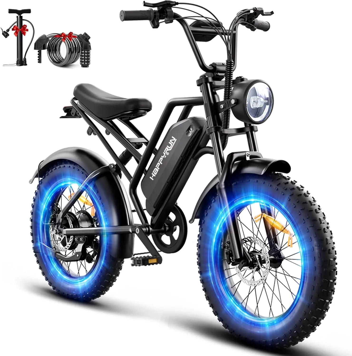 HAPPYRUN G50 Electric Bike,1500W 48V,18Ah E Bikes for Adults,68+ Miles | Dual Suspension Electric Motorcycle, All Terrain Fat Tire Electric Dirt Bike for Commuters and Beginner Cyclists