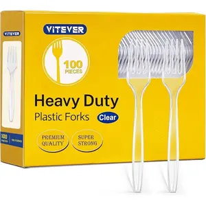 100 Count Durable Plastic Cutlery for Parties Daily Use - Heat Resistant & BPA Free