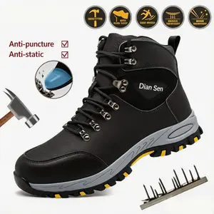 Men's Safety Work Boots Steel Toe Wear-resistant Anti-smash Shoes Casual Heavy-duty Puncture-proof Comfortable Safety Shoes Outdoor Warehouse Protective Shoes