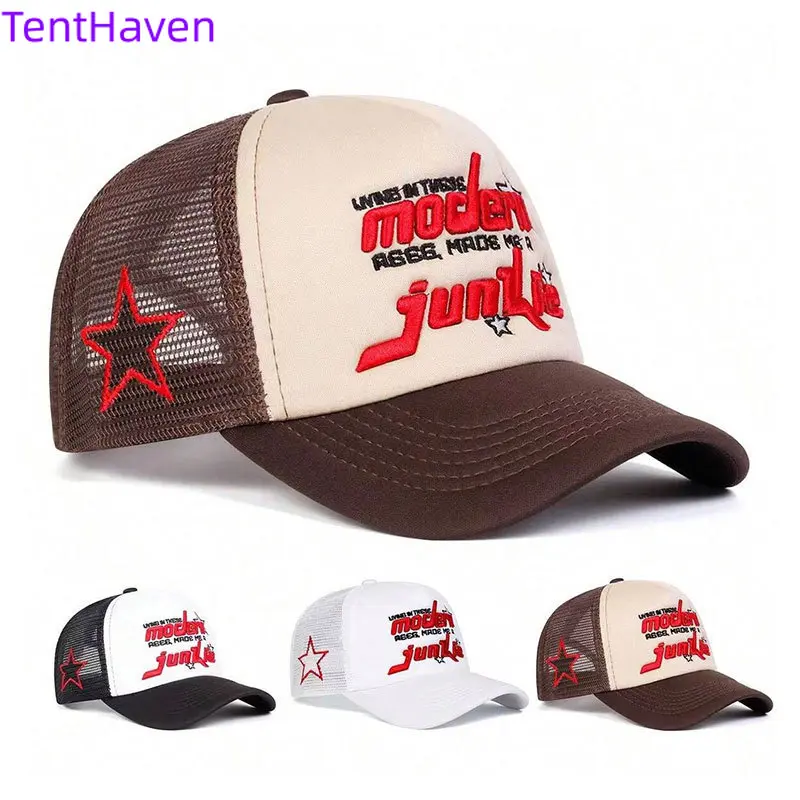 2026 Street Trend Embroidered Mesh Baseball Hat Retro Letter Truck Hat Male and Female Couple Outdoor Sunshade Hat