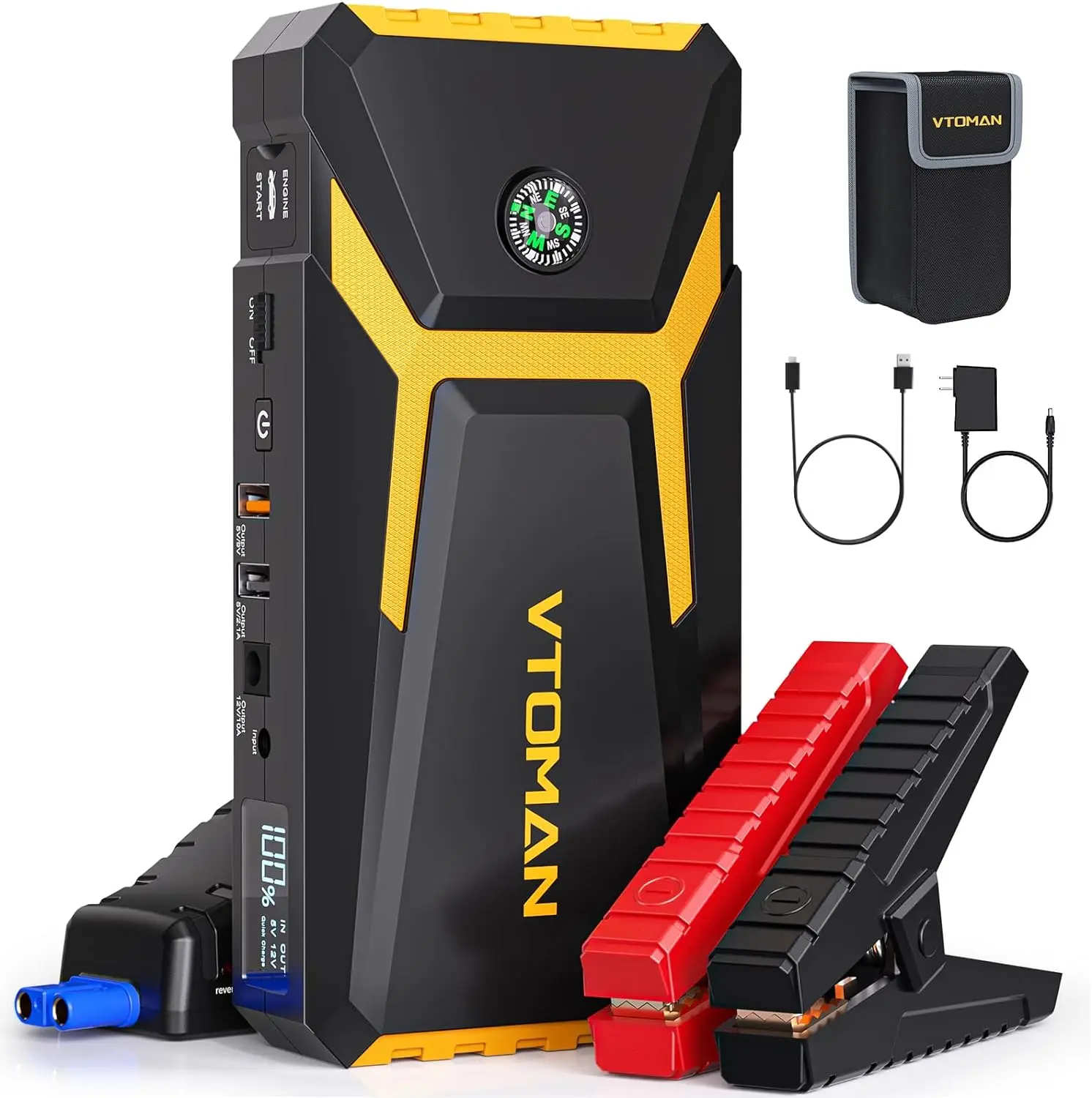 VTOMAN V6/V8 Pro Jump Starter 2000/3000A Car Battery Charger Portable (8.5L Gas/6.5L Diesel Engines) 12V Auto Battery Booster Jump Pack Vehicle