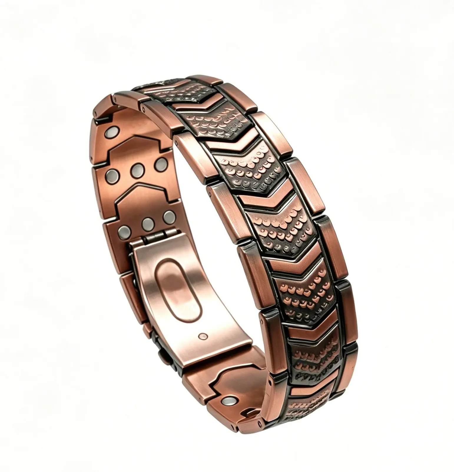 Men's Real Copper Link Bracelet - 3X Strength Energy Magnet Jewelry with 3800 Gauss Power and Fold-Over Clasp, Adjustable Fit Gifts for Him, Bracelets Jewelry, Energy Magnet Bracelet