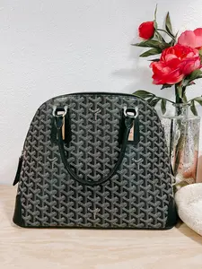 Pre-owned Goyard Coated Canvas and Leather Tote Bags Black Goyardine Vendome Bag PM