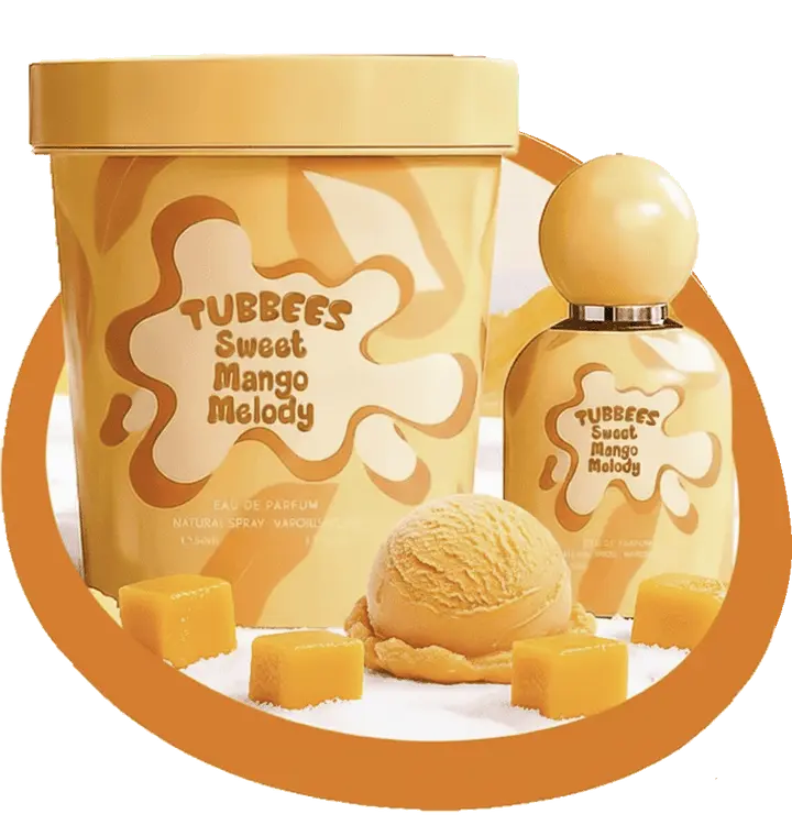 Grandeur Tubbees in a Tub Sweet Mango Melody Eau De Parfum Spray | 1.7 oz (50ml) | Mango, Citrus, Mango Pudding, Cashmere, Floral, Caramel Scent | Long Lasting Fragrance for Men and Women (Unisex)