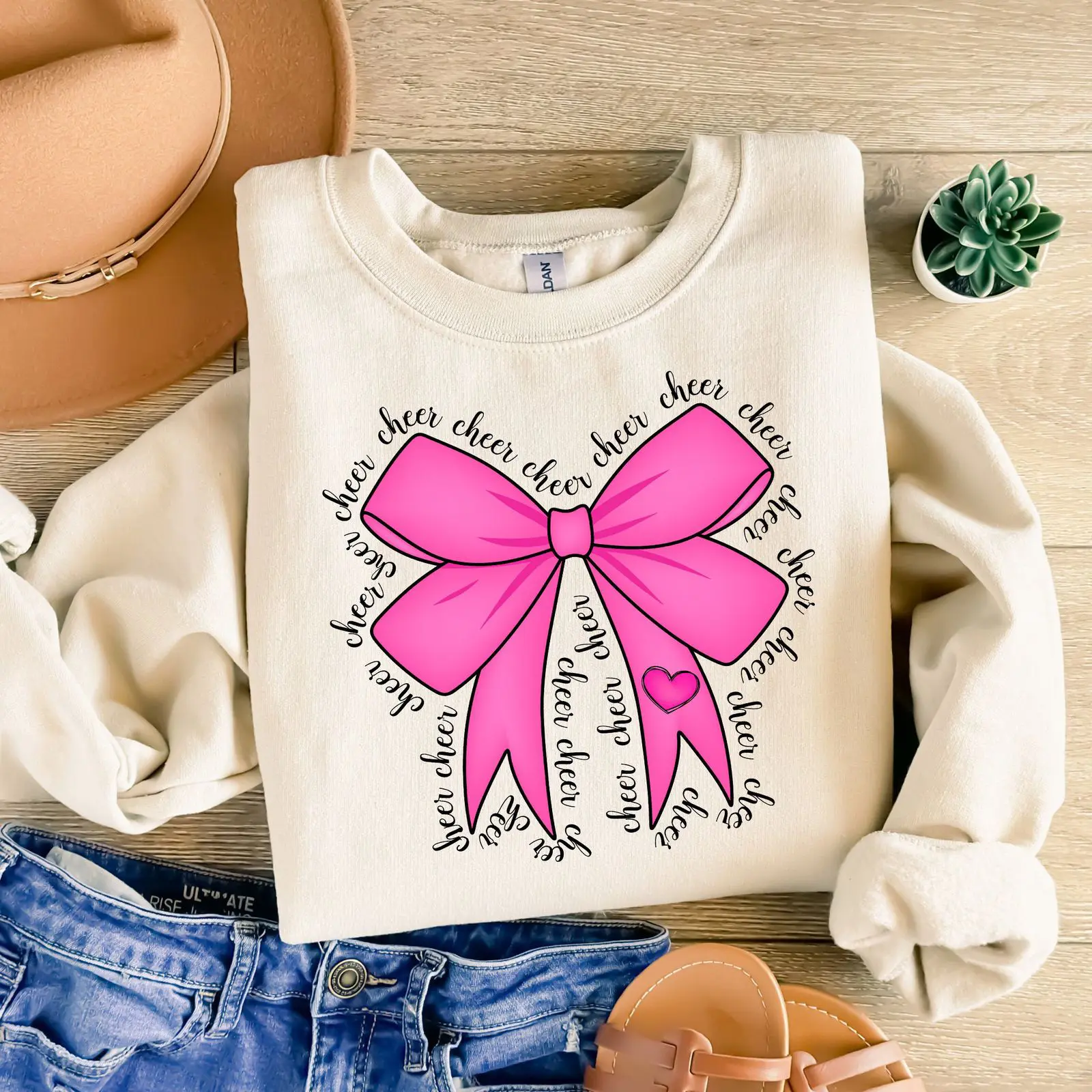 Cheerleading Sweatshirt, Coquette Cheer Sweatshirt, Cheer Mom Design, Cheerleader Sweatshirt, Cheer Gift, Cheer Team
