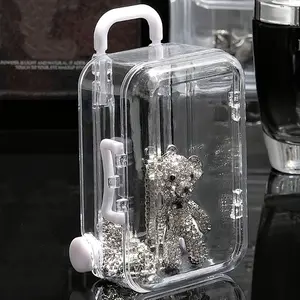 1PC Mini suitcase storage box, simple and movable jewelry desktop organizer box, candy box, Cosmetic Storage Box, Plastic Box Organizer