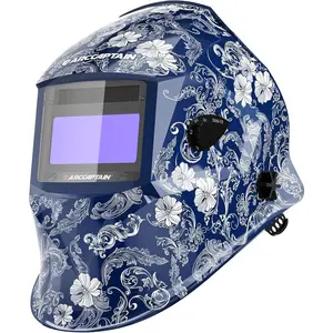 Large Viewing Screen Welding Helmet, 1/1/1/1 Top Optical Clarity Auto Darkening Welding Hood, 4 Arc Sensor 1/25000s Response Time True Color Weld Hood Helmet HSH-S800 Flower