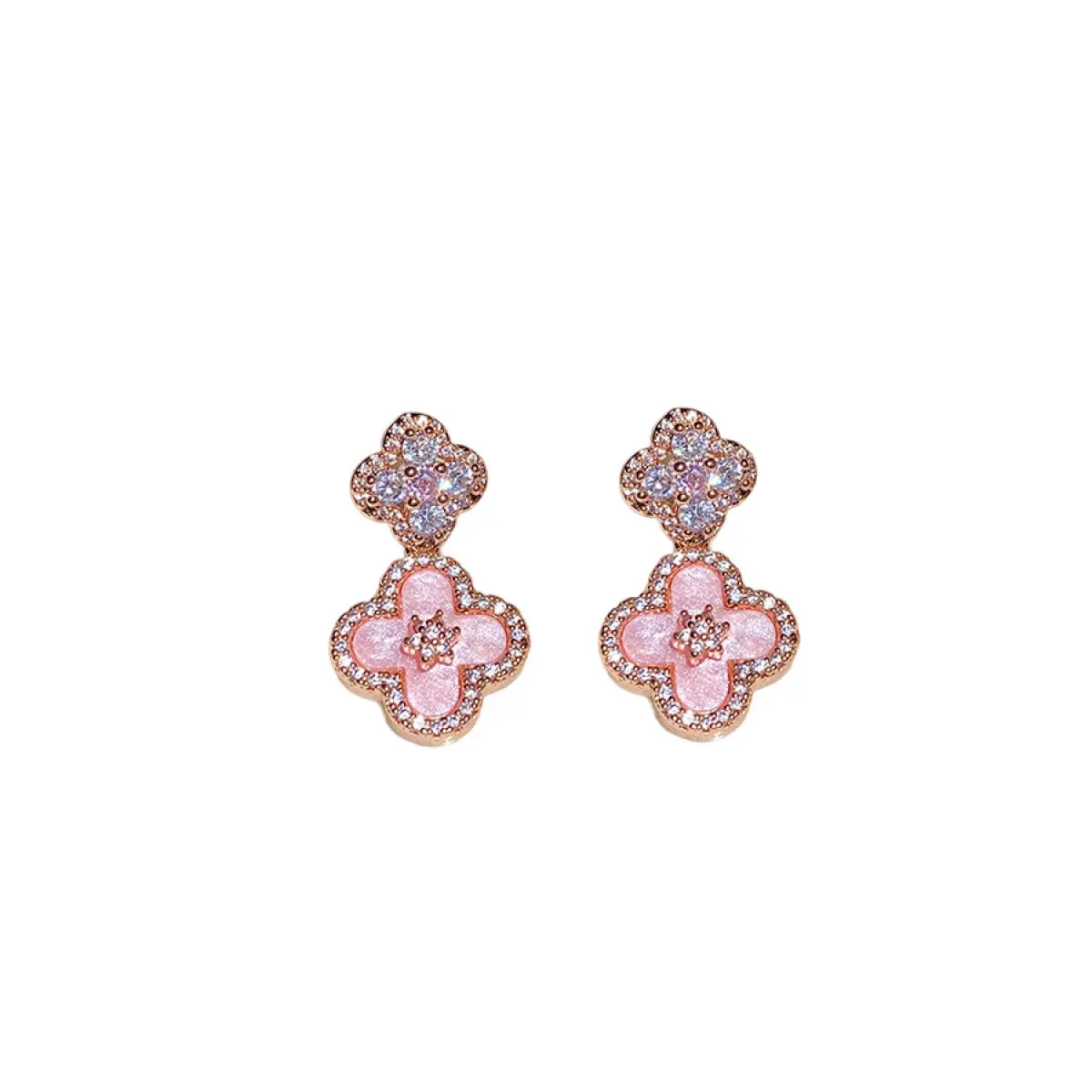 Sweet Flower Zircon Stud Earrings for Women, Delicate Copper Jewelry with a Bling Aesthetic, Perfect Anniversary Birthday Gift