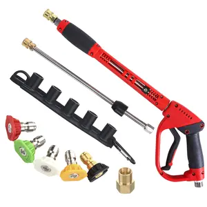 Tool Daily Deluxe Pressure Washer Handheld Water Spray Tool, with Replacement Wand Extension, 5 Nozzle Tips, M22 Fitting, 40 Inch, 5000 PSI