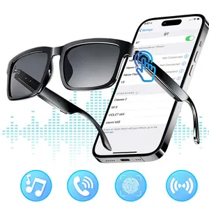 Wearable Smart Glasses, Multifunctional Smart Glasses, Open-Ear Bluetooth Glasses Unisex, Built in Speakers & Microphone, Voice Control, Hands-Free Calling, Intelligent Touch, Wireless Audio Sunglasses for Sports/Outdoor UV Protection, Driving, Gift