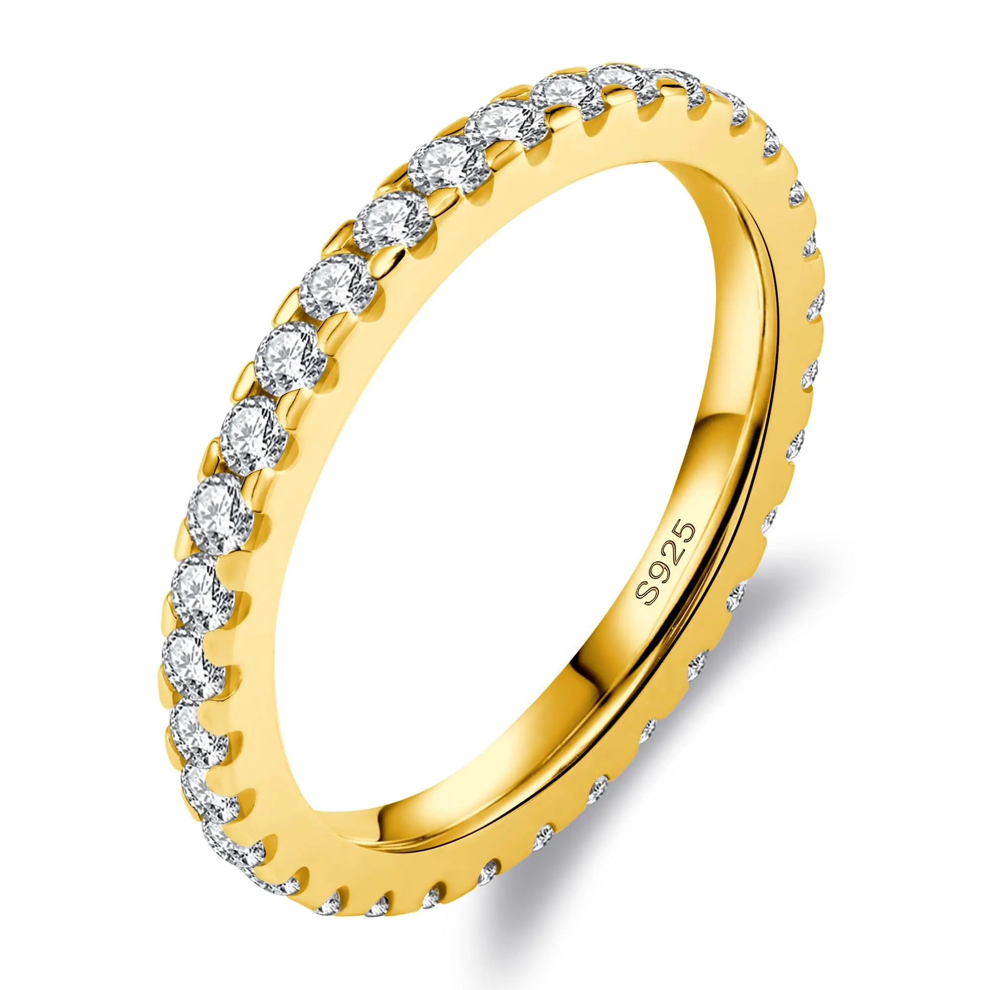 Moissanite Rings for Women, Solid S925 Sterling Silver with 18K White Gold Plated Full Eternity Wedding Bands Stackable Engagement Ring