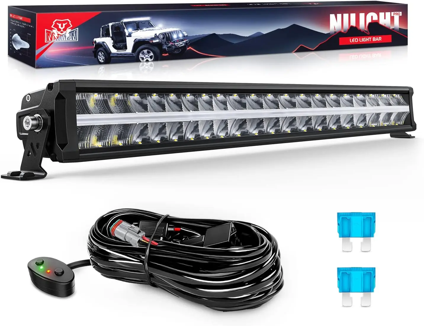 Nilight 30-Inch 240W LED Light Bar with DRL, 24800LM Anti-Glare Flood Spot Offroad LED Driving Lights Car, IP68 Waterproof, 12AWG DT Connector Wiring Harness for Pickup Truck, 4x4 Jeep, Led Lights Car