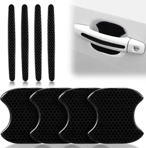 8PCS Car Door Handle Protector, Reflective Car Door Handle Bowl Stickers, Self-Adhesive Anti-Scratch Doors Handles Paint Protective Film, Universal Protection Guard for Most Cars (Black)