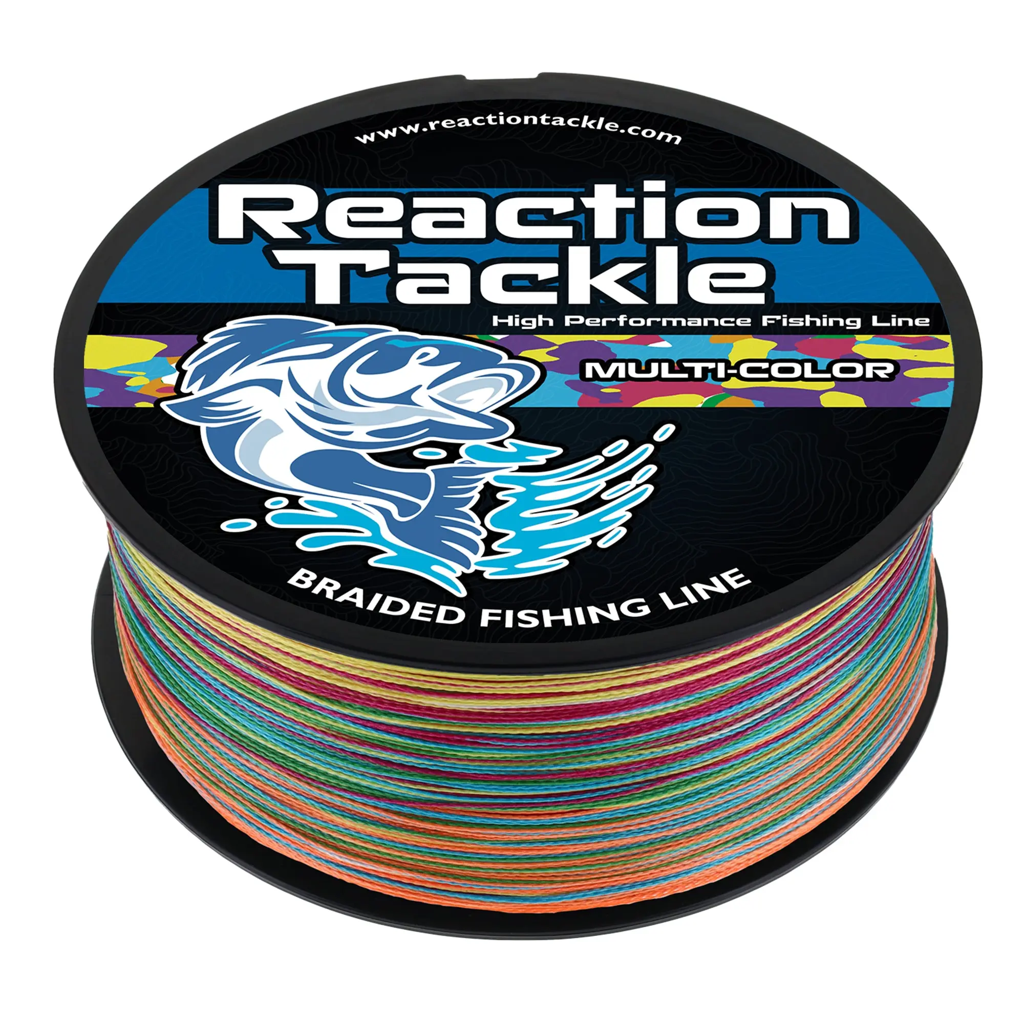 Reaction Tackle Braided Fishing Line - 4-Strand Multi-Color Depth-Marked UHMWPE Line, Small Dia., 20 lb, No Stretch, High Sensitivity, Abrasion-Resistant Fishing Tools for Saltwater, Freshwater