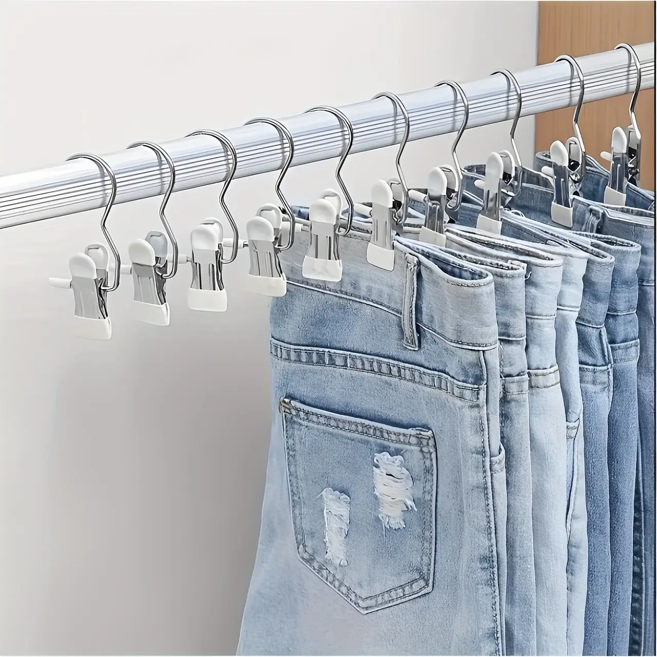 20 Pieces Stainless Steel Multi-Purpose Clips with Hooks - Portable Clothes, Pants, Hat, and Skirt Hooks