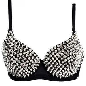 Newest Sexy Lingerie Sexy Women's Rhinestone Cover Bra Top Gold/Silver Plunge Wire Free Bralete Fashion Sequined Cover top