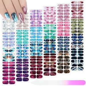 336 Pieces 24 Sheets Full Wrap Nail Polish Strips Stickers Self Adhesive Gel Nail Strips Art Decals with File for Women DIY Decorations