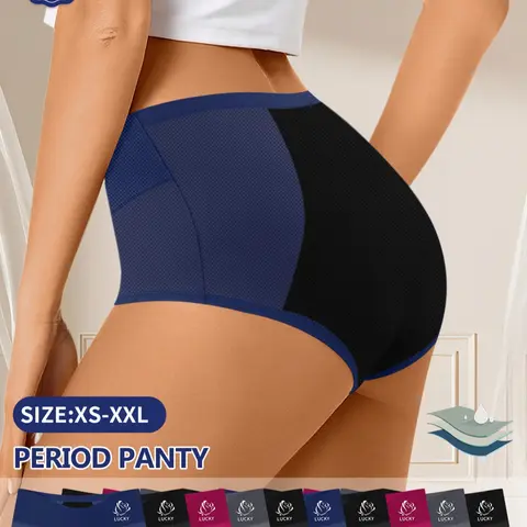 10-Pack MEIYATING Women's Period Underwear, Menstrual Panties, Triangle Panties, Everyday Panties, Fitted Panties, Leak-Proof, Breathable Mesh, Comfortable Fit, High Waist, All Seasons, Womenswear