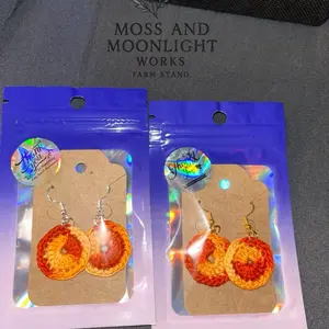 Moss and Moonlight Works Crochet Earrings - Handcrafted Orange and Yellow Crochet Earrings for Women